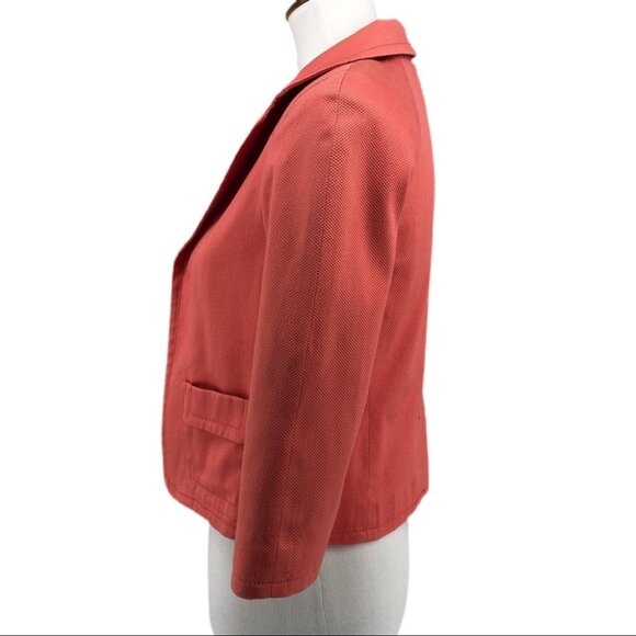 Red Talbots Coral Open Front Notched Collar Short Blazer sz 0P - Picture 4 of 7